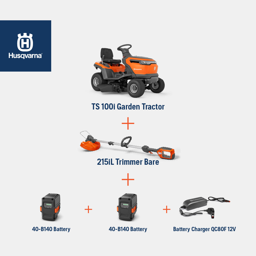 Combo Deal - TS100i Tractor Kit with Trimmer, Batteries & Charger