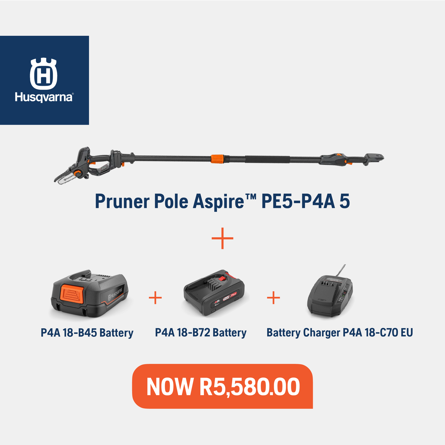 Combo Deal 5 – Aspire Pruner and Pole Set with Free P4A 18-B45 Battery