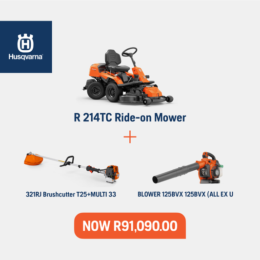 Combo Deal 7 – R214TC Rider with Free 321RJ Brushcutter and 125BVX Blower